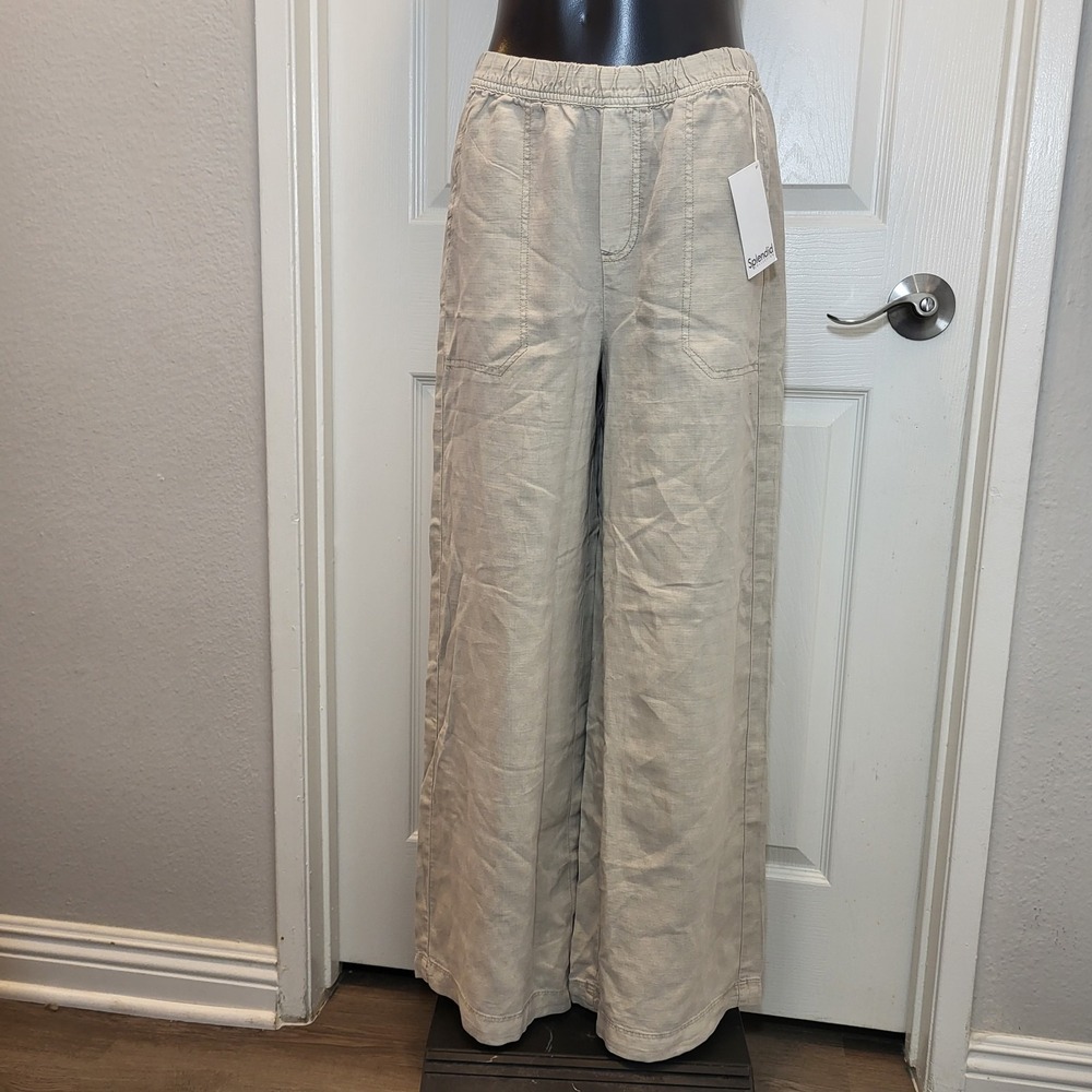 Splendid Collection Wide Leg Linen Blend Pants Beige Size Extra Small MSRP $168